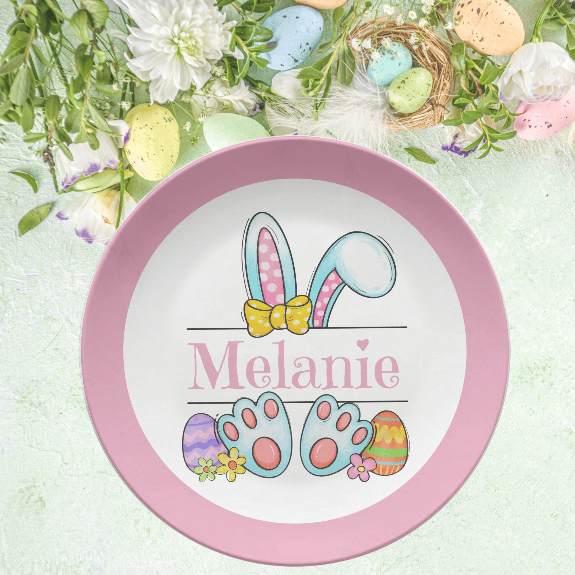 Pink Easter Bunny Ear Plate by Lil Plate Shop