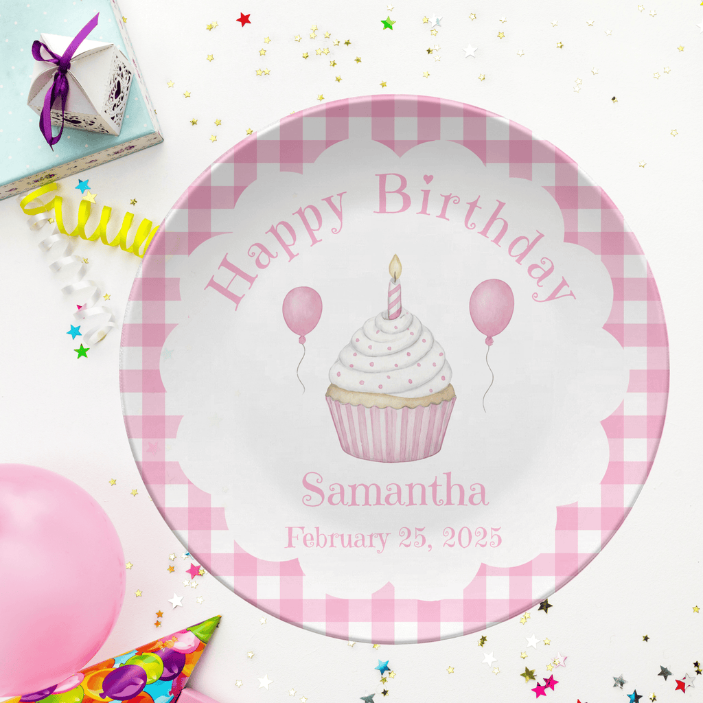 Pink Gingham Cupcake Plate by Lil Plate Shop