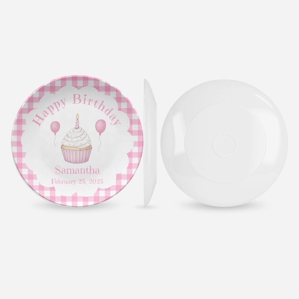 Pink Gingham Cupcake Plate by Lil Plate Shop