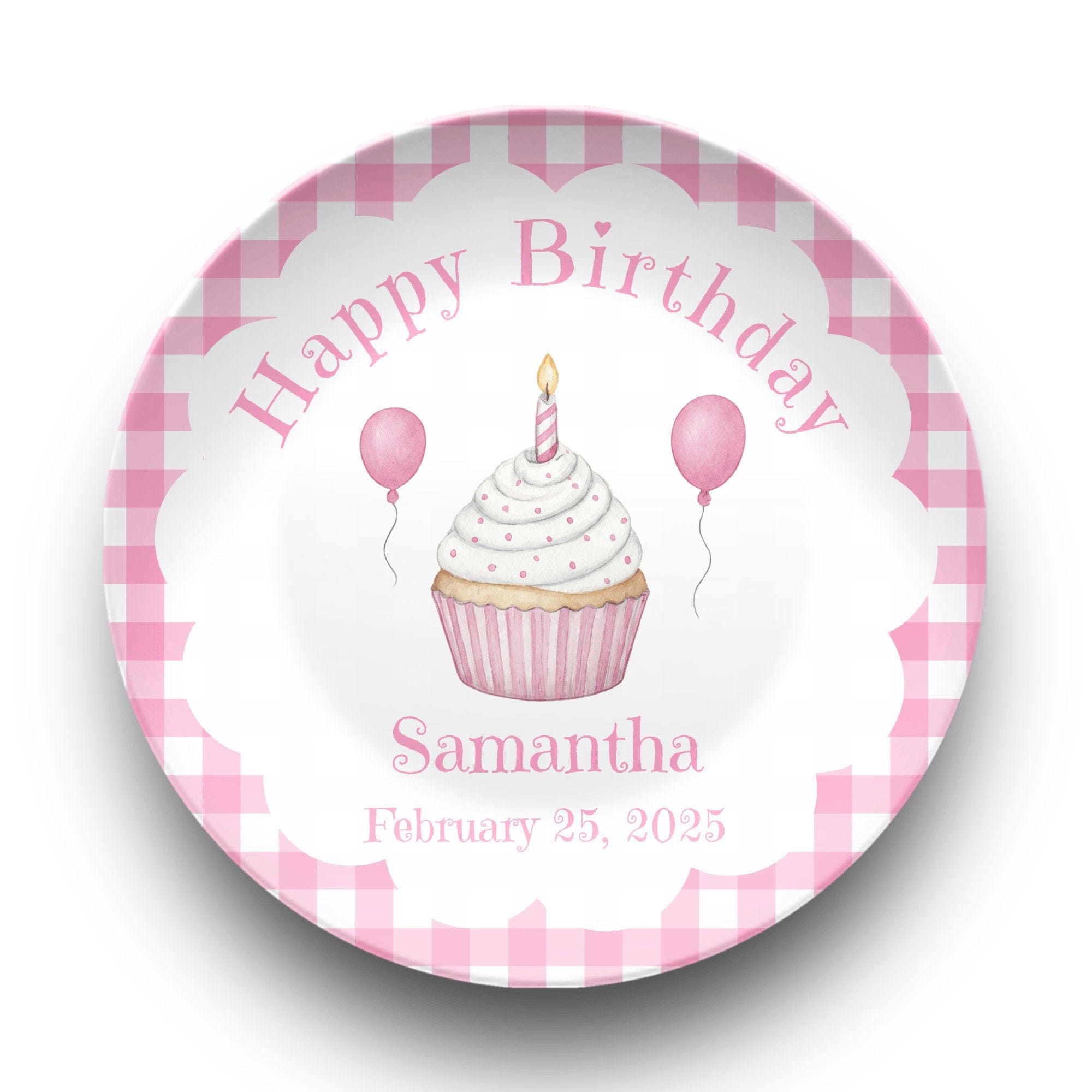 Pink Gingham Cupcake Plate by Lil Plate Shop