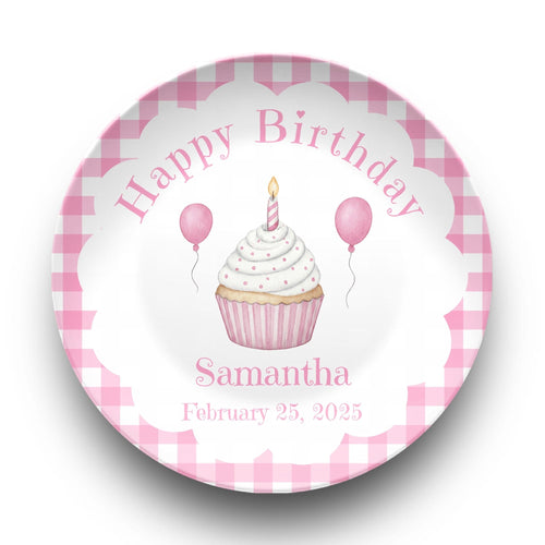 Pink Gingham Cupcake Plate by Lil Plate Shop