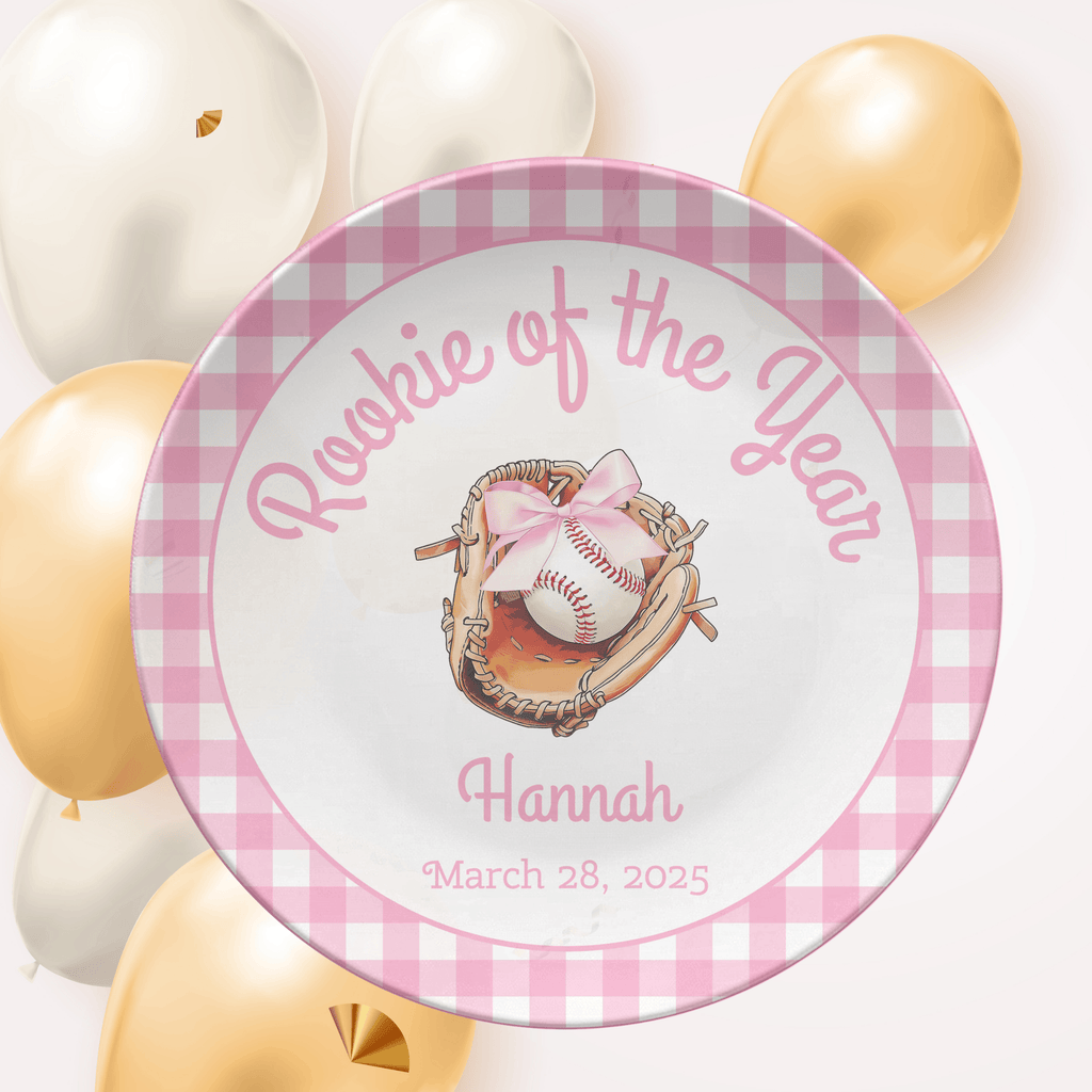 Pink Gingham Rookie Year Plate by Lil Plate Shop