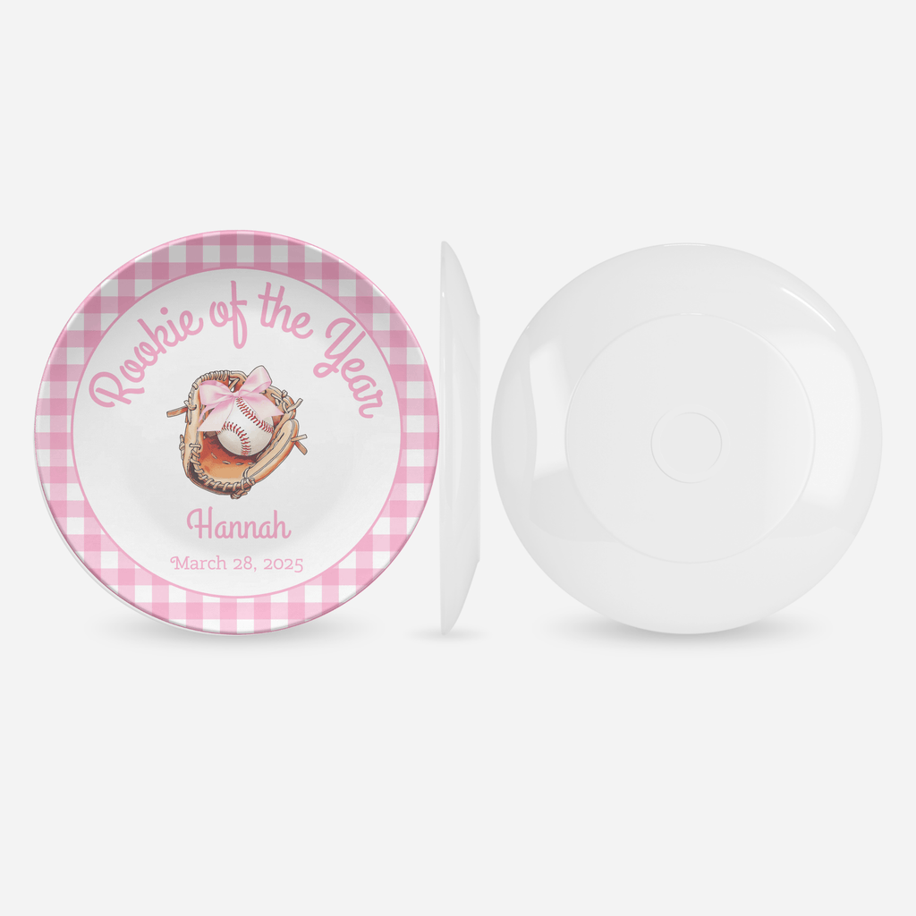 Pink Gingham Rookie Year Plate by Lil Plate Shop