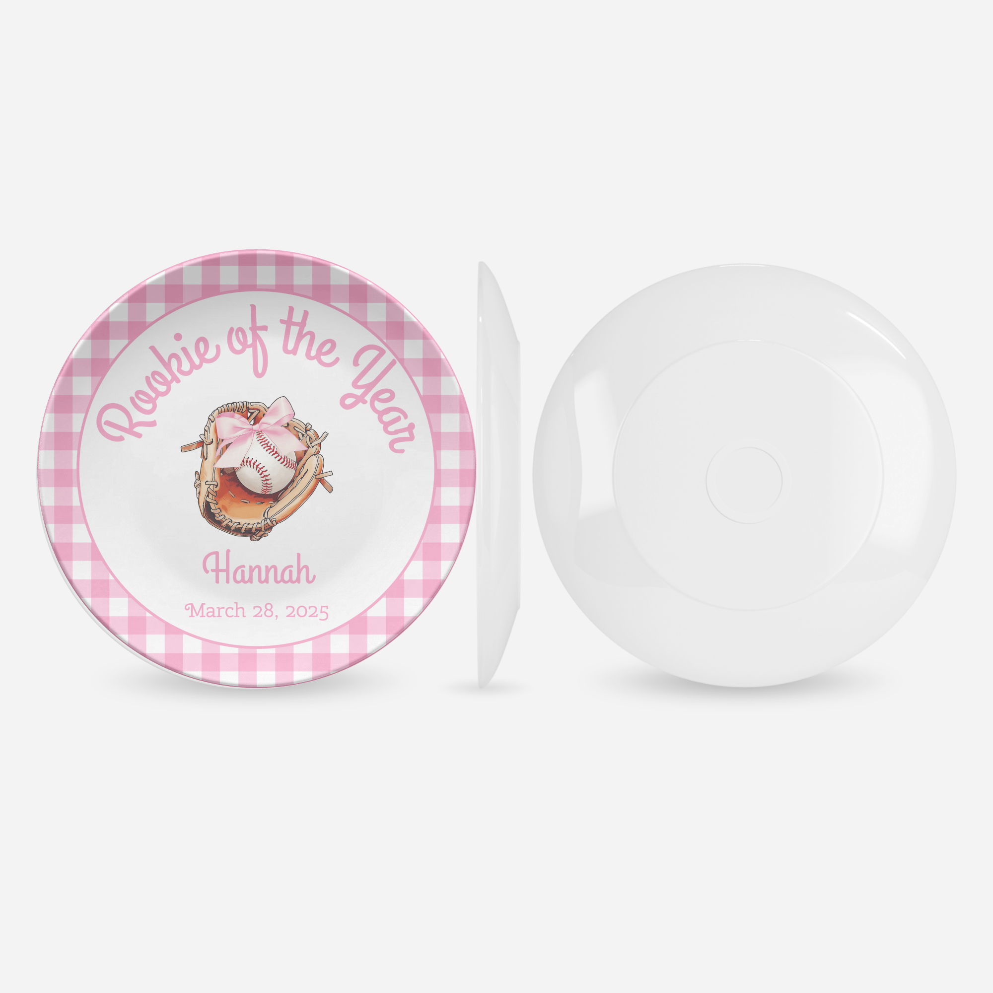 Pink Gingham Rookie Year Plate by Lil Plate Shop