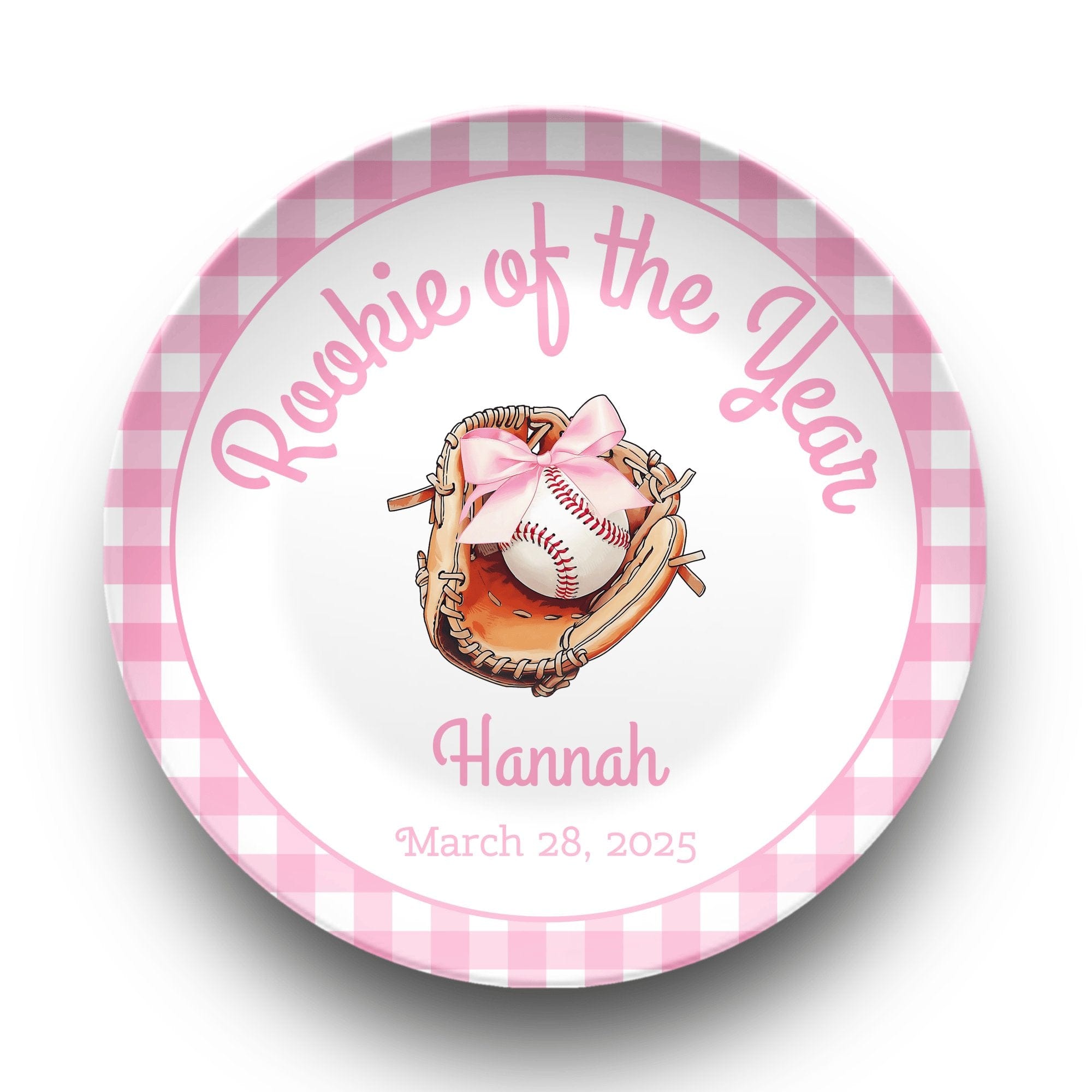 Pink Gingham Rookie Year Plate by Lil Plate Shop