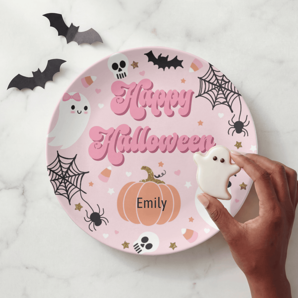 Pink Happy Halloween Plate by Lil Plate Shop