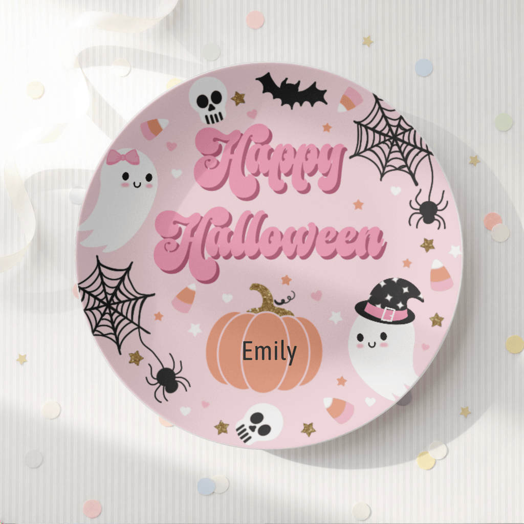 Pink Happy Halloween Plate by Lil Plate Shop