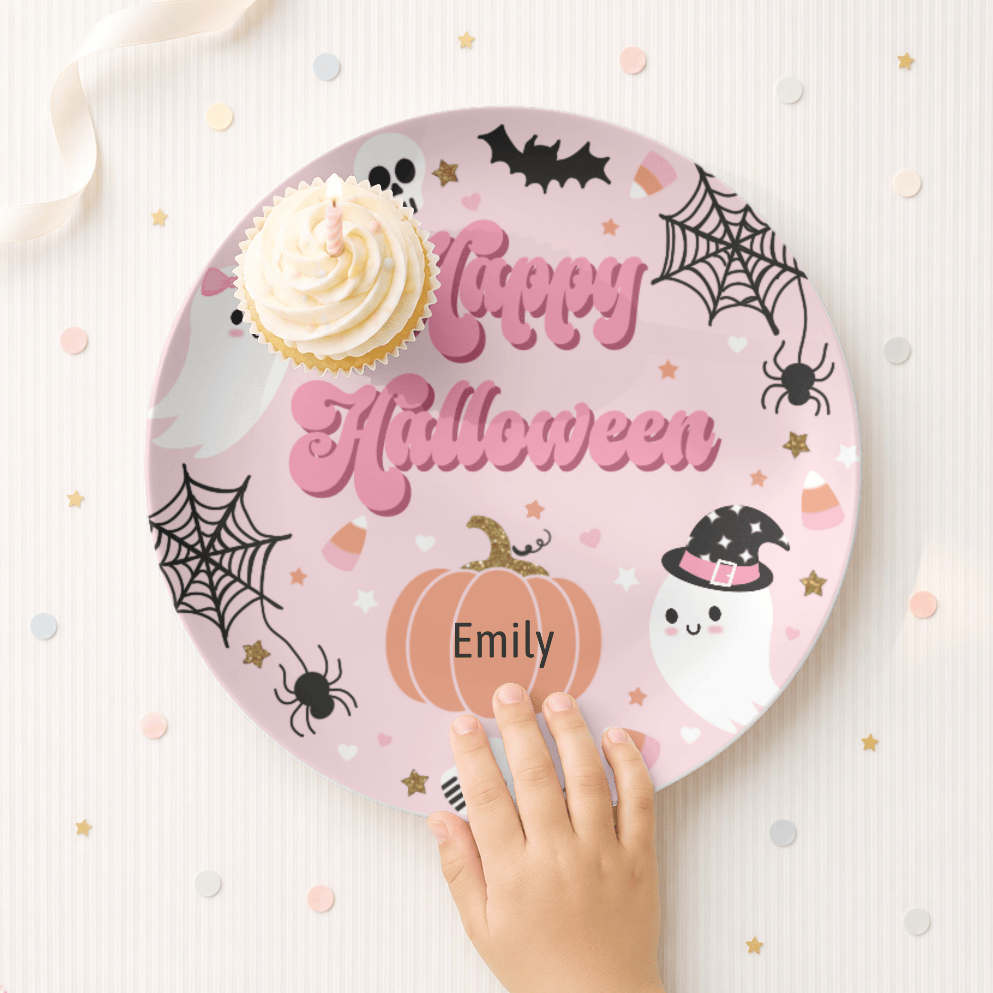 Pink Happy Halloween Plate by Lil Plate Shop