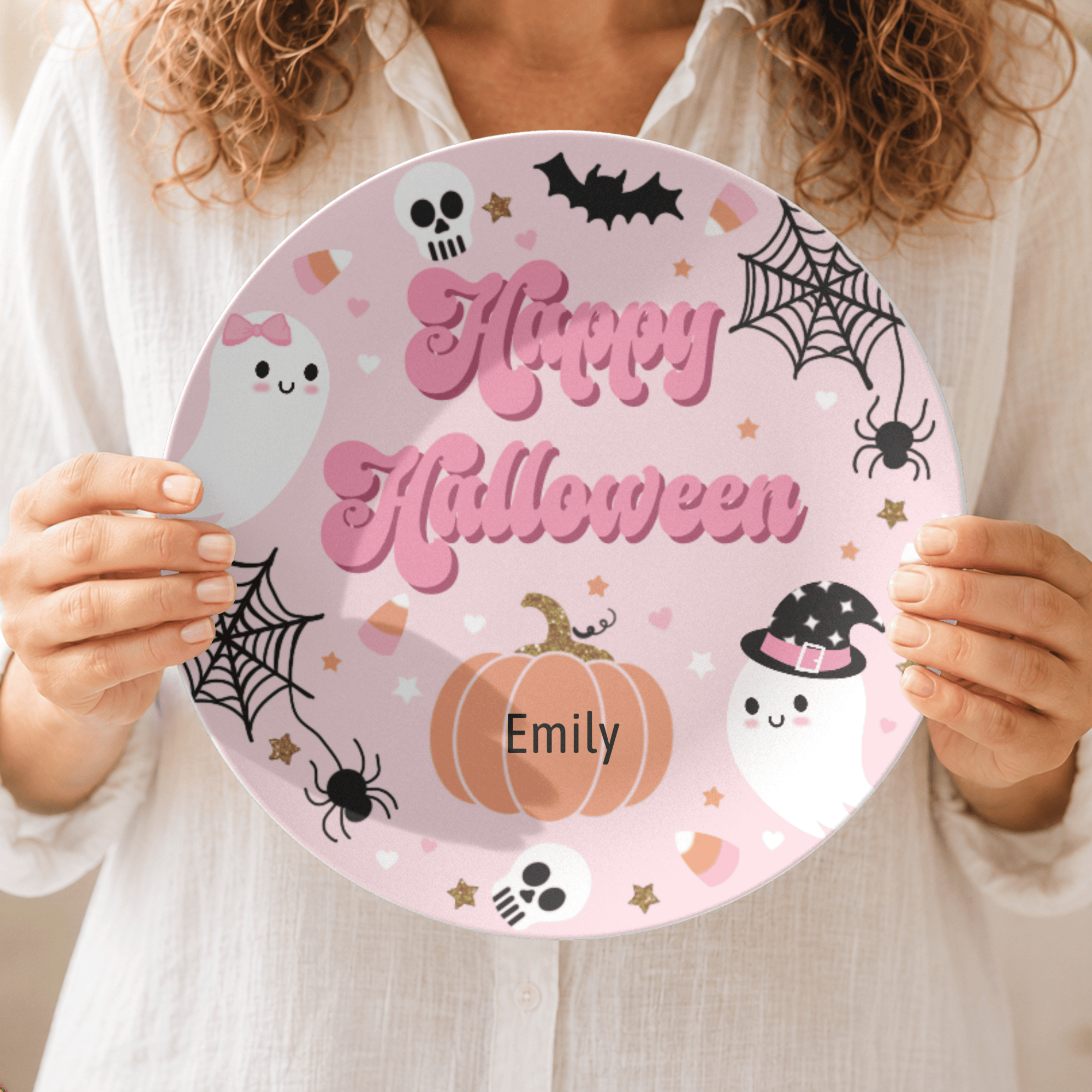 Pink Happy Halloween Plate by Lil Plate Shop