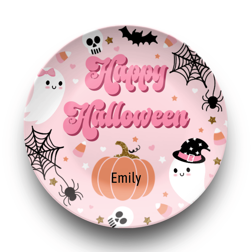 Pink Happy Halloween Plate Plate by Lil Plate Shop