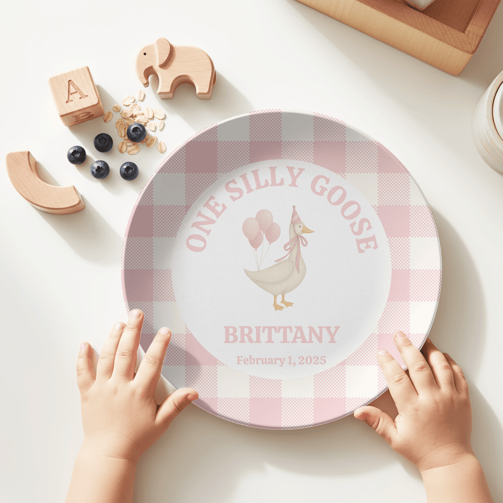 Pink One Silly Goose Plate by Lil Plate Shop