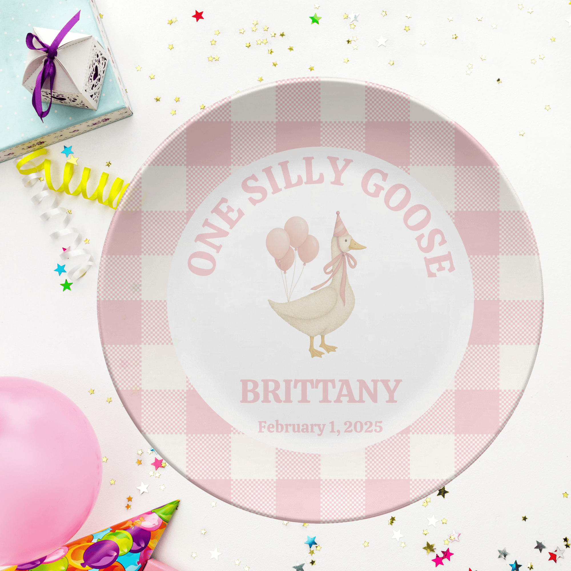 Pink One Silly Goose Plate by Lil Plate Shop