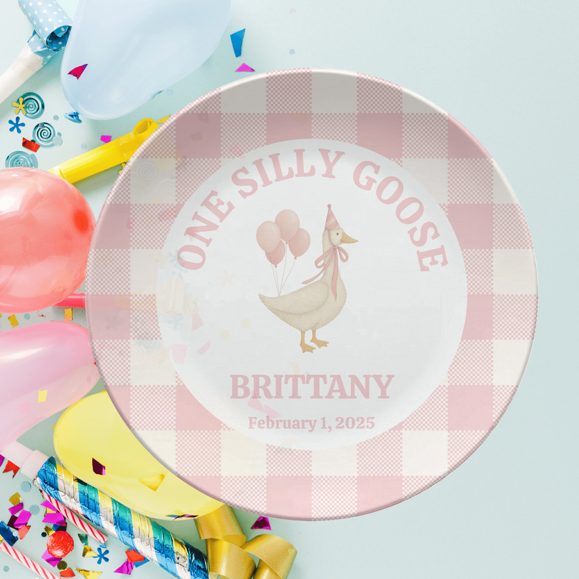 Pink One Silly Goose Plate by Lil Plate Shop