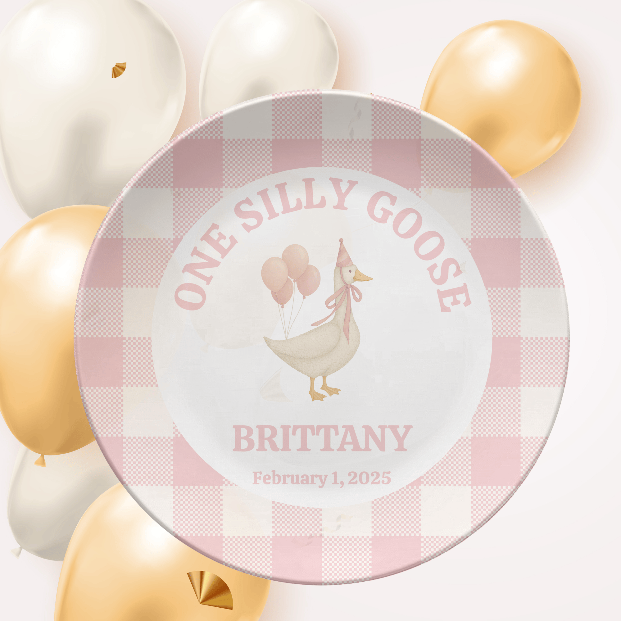 Pink One Silly Goose Plate by Lil Plate Shop