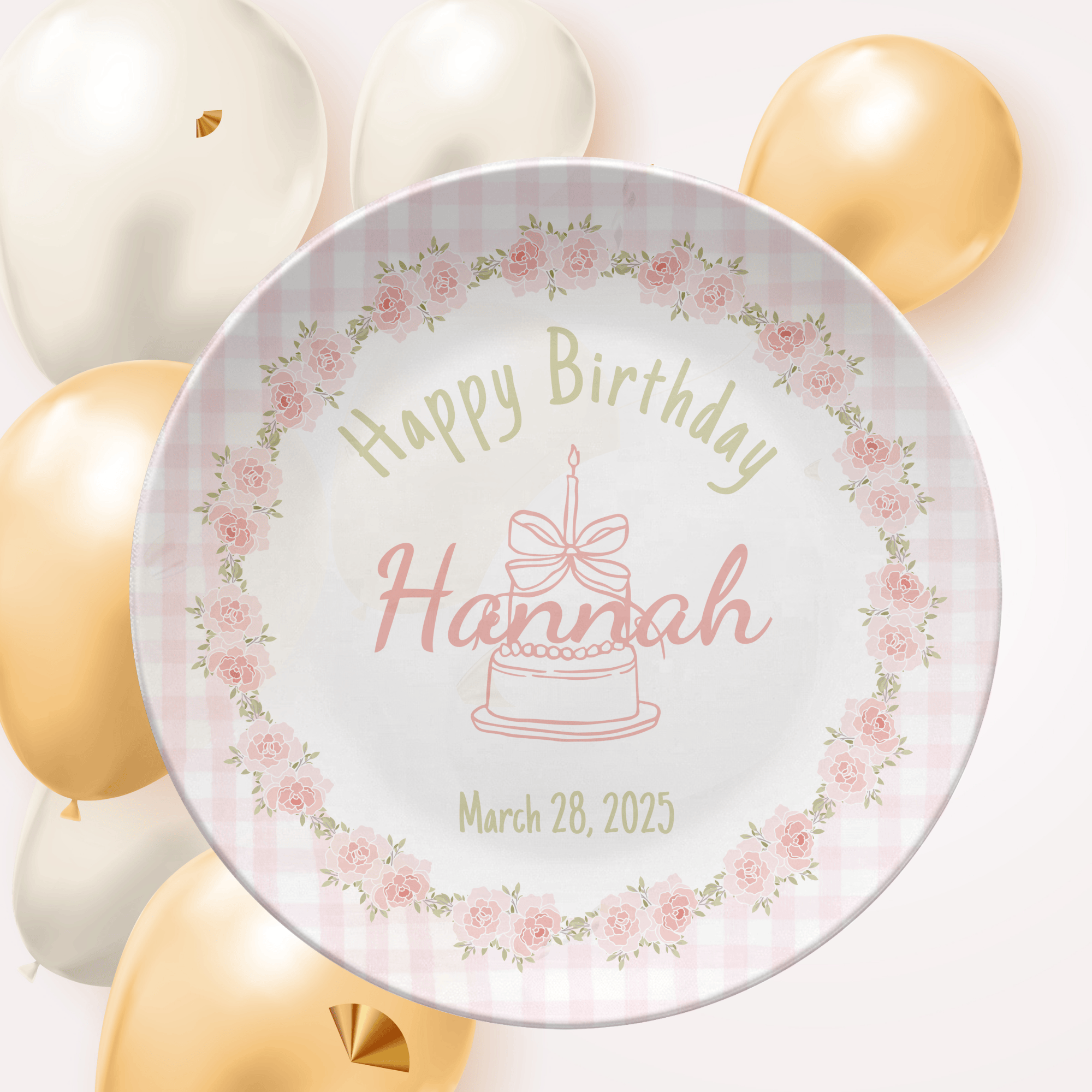 Pink Rose Coquette Birthday Plate by Lil Plate Shop