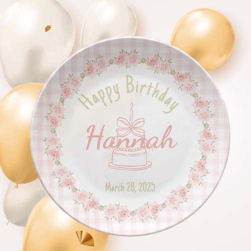 Pink Rose Coquette Birthday Plate by Lil Plate Shop