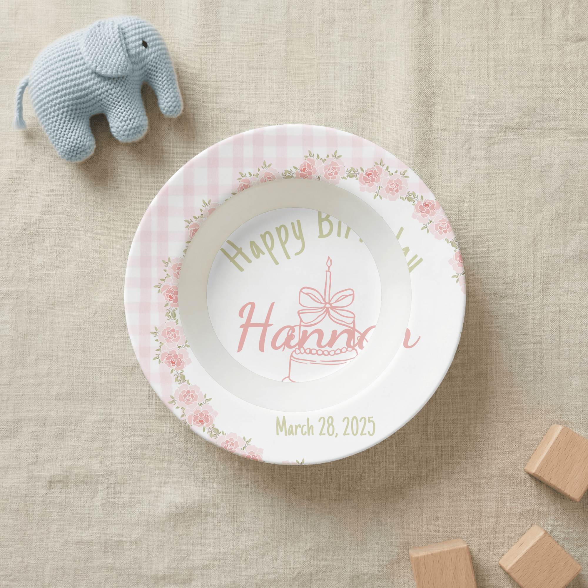 Pink Rose Coquette Birthday Plate by Lil Plate Shop