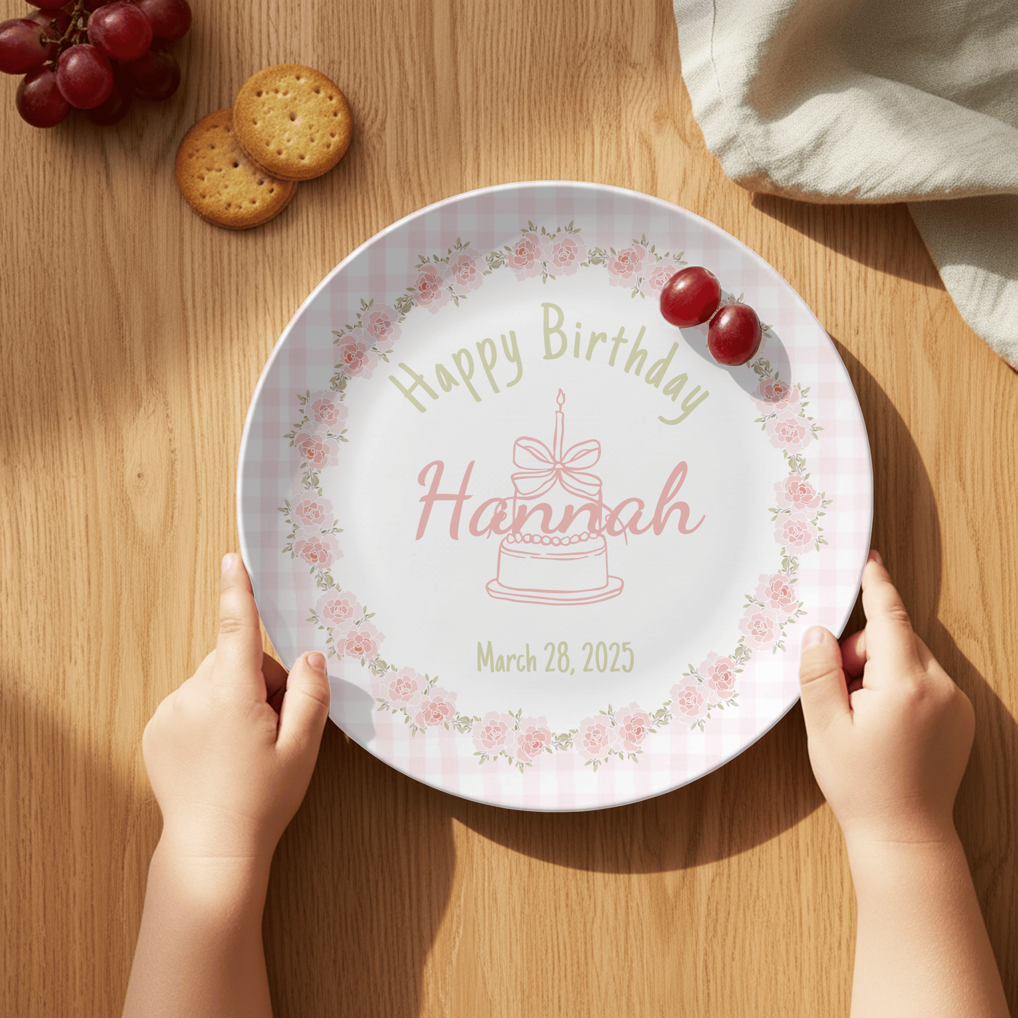 Pink Rose Coquette Birthday Plate by Lil Plate Shop