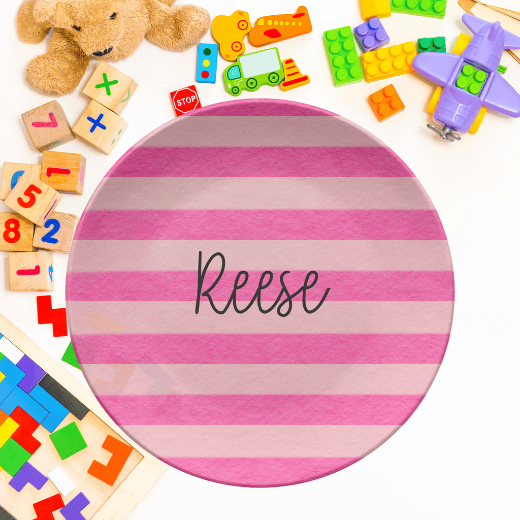 Pink Stripe Name Plate by Lil Plate Shop