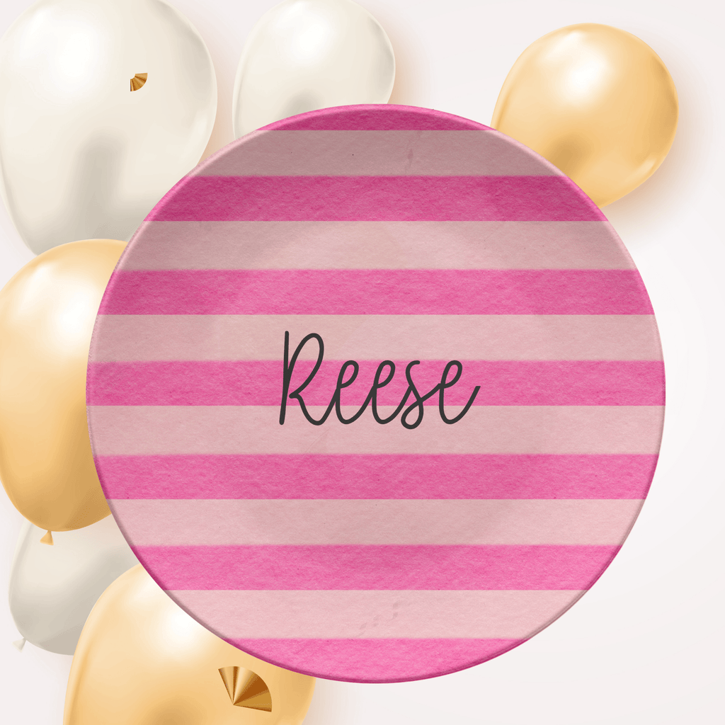 Pink Stripe Name Plate by Lil Plate Shop
