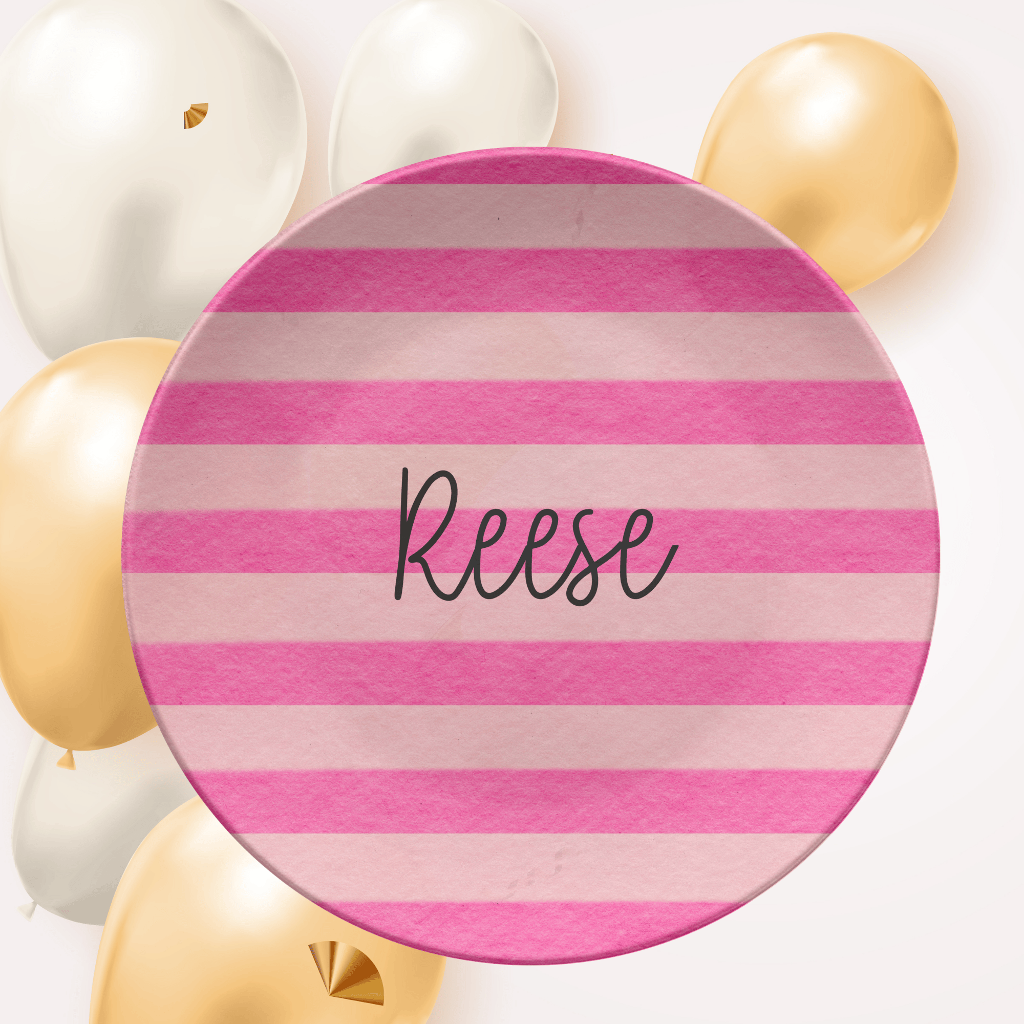 Pink Stripe Name Plate by Lil Plate Shop