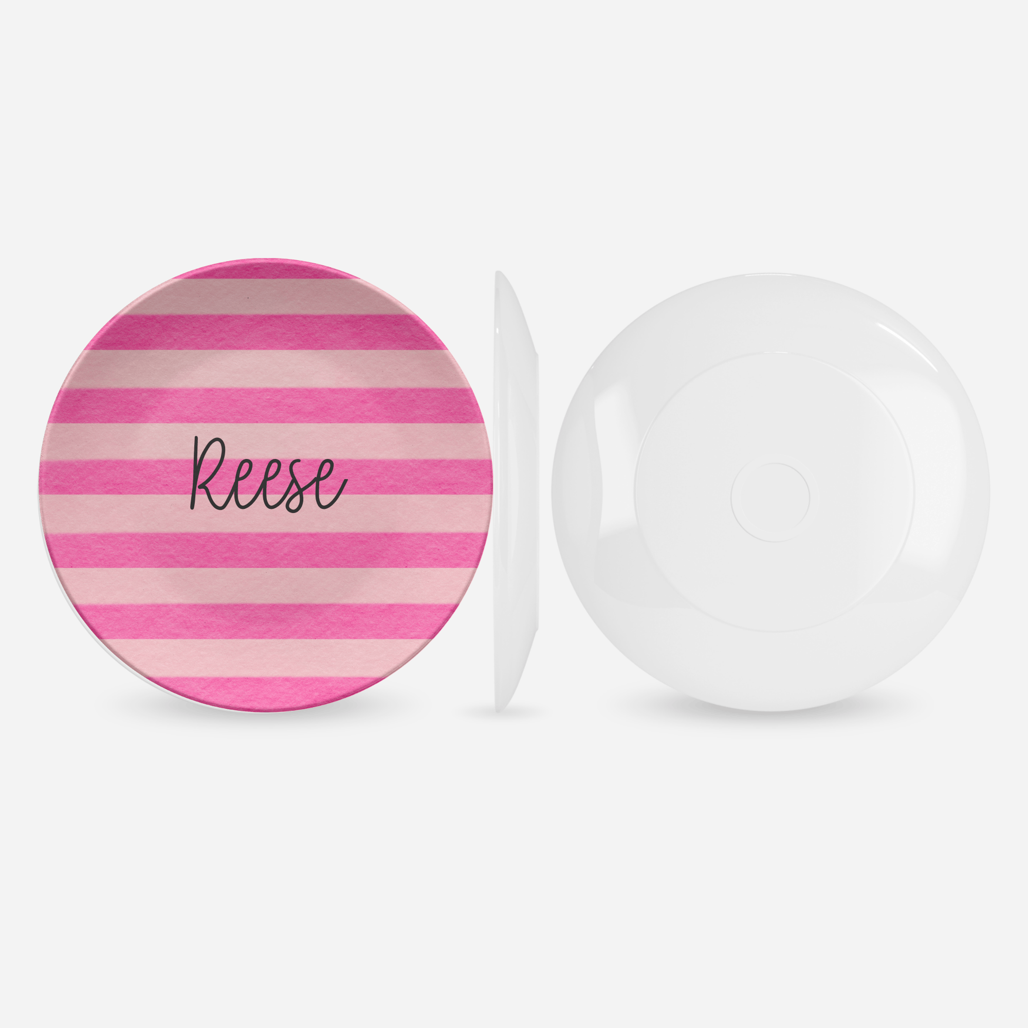 Pink Stripe Name Plate by Lil Plate Shop