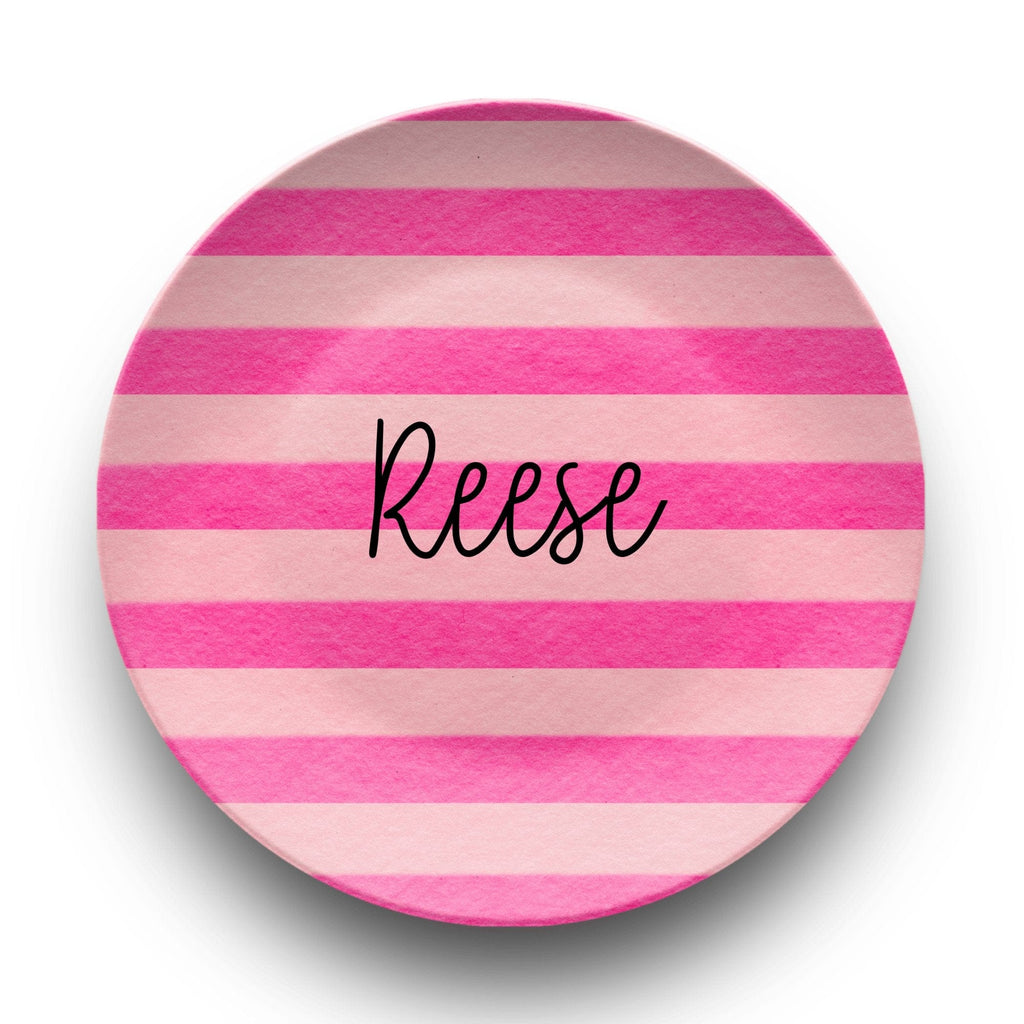 Pink Stripe Name Plate by Lil Plate Shop