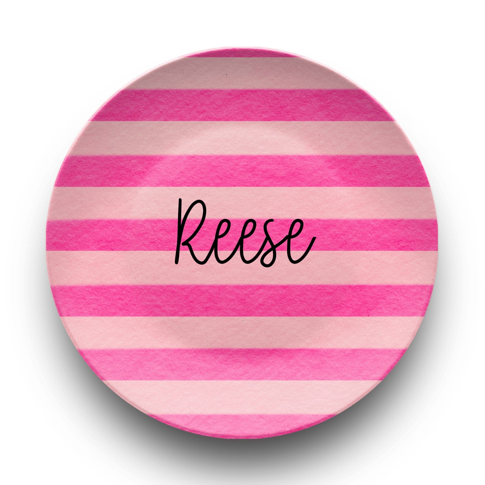 Pink Stripe Name Plate by Lil Plate Shop