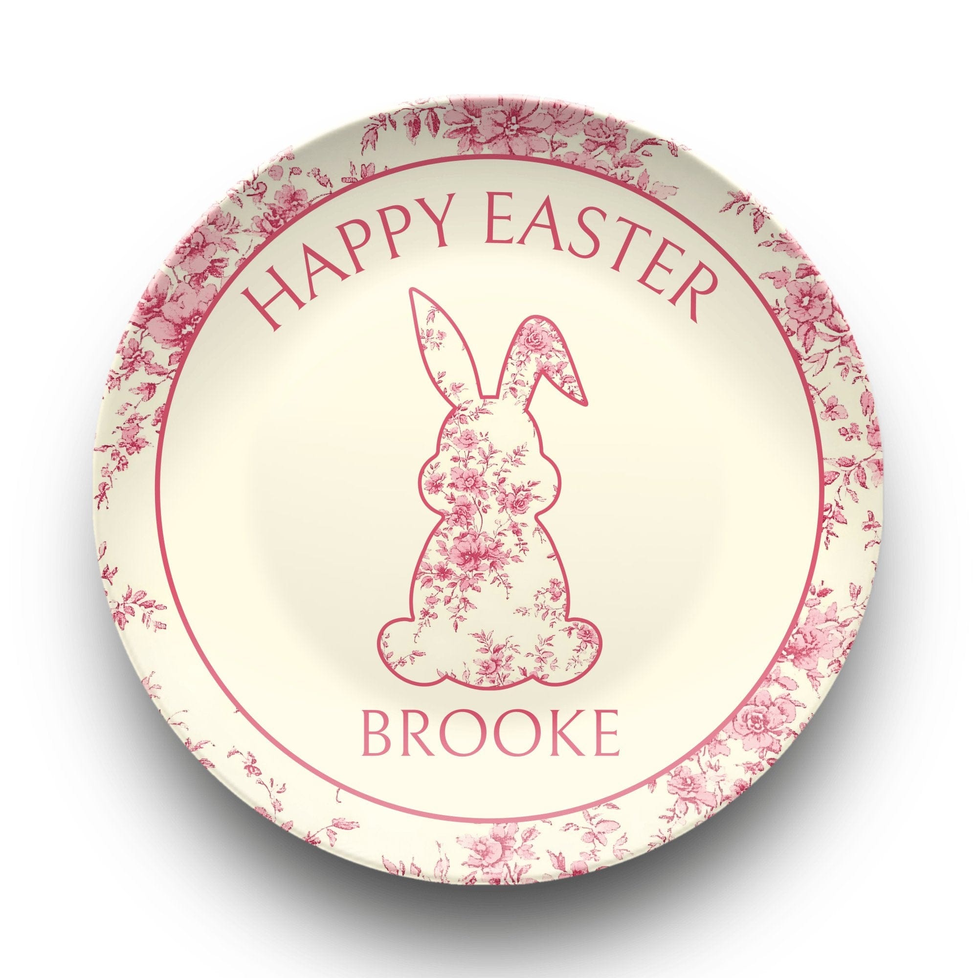 Pink Toile Bunny Plate by Lil Plate Shop