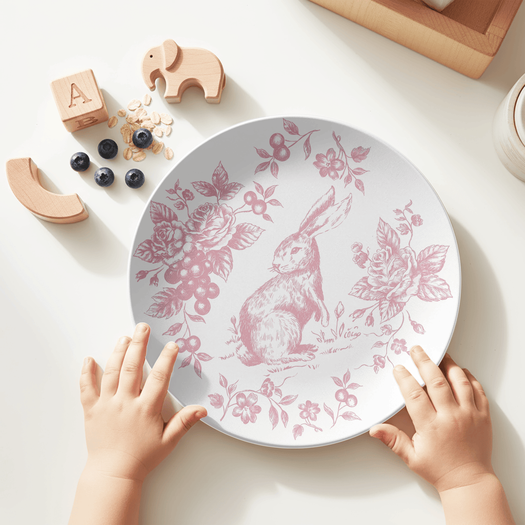 Pink Toile Easter Plate by Lil Plate Shop