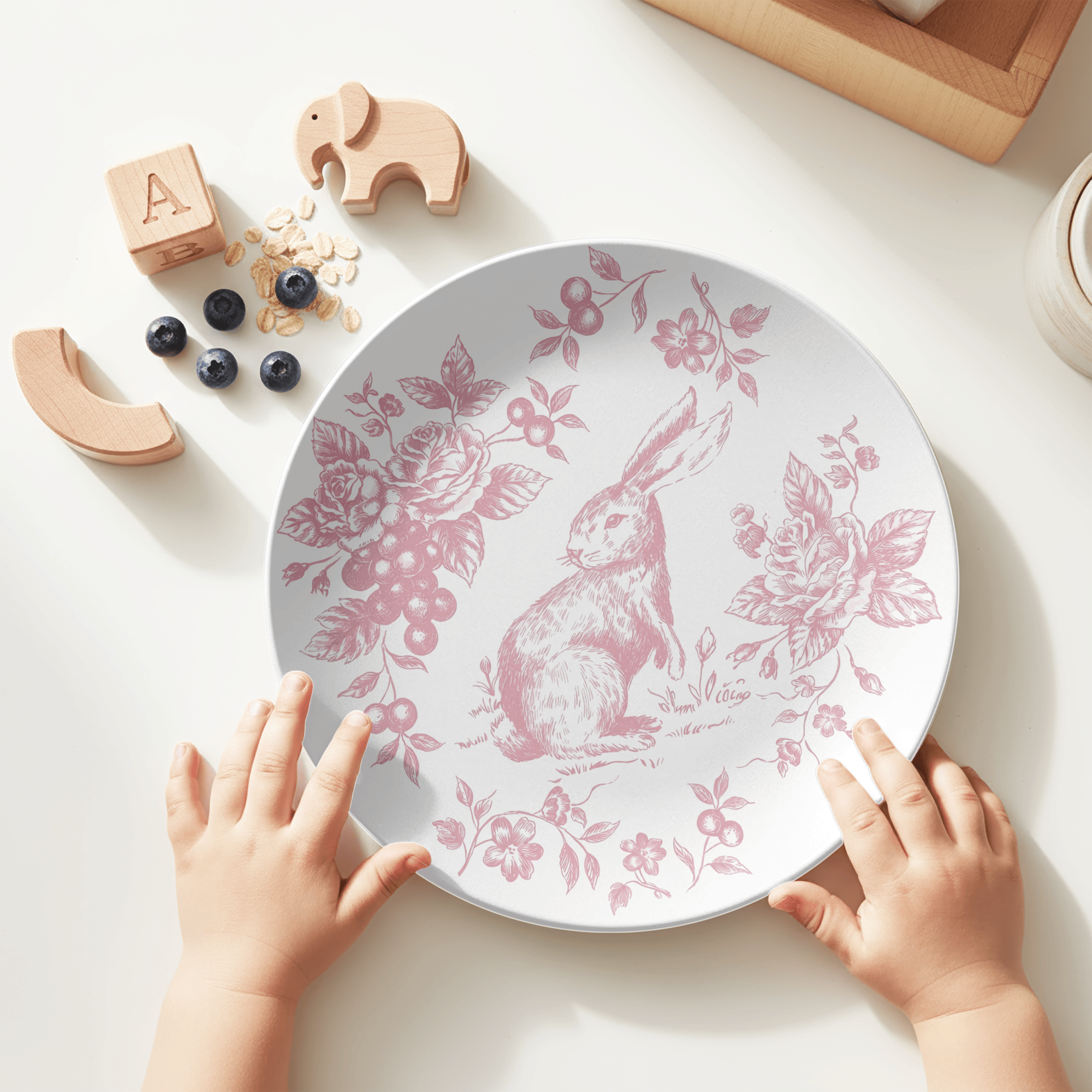Pink Toile Easter Plate by Lil Plate Shop