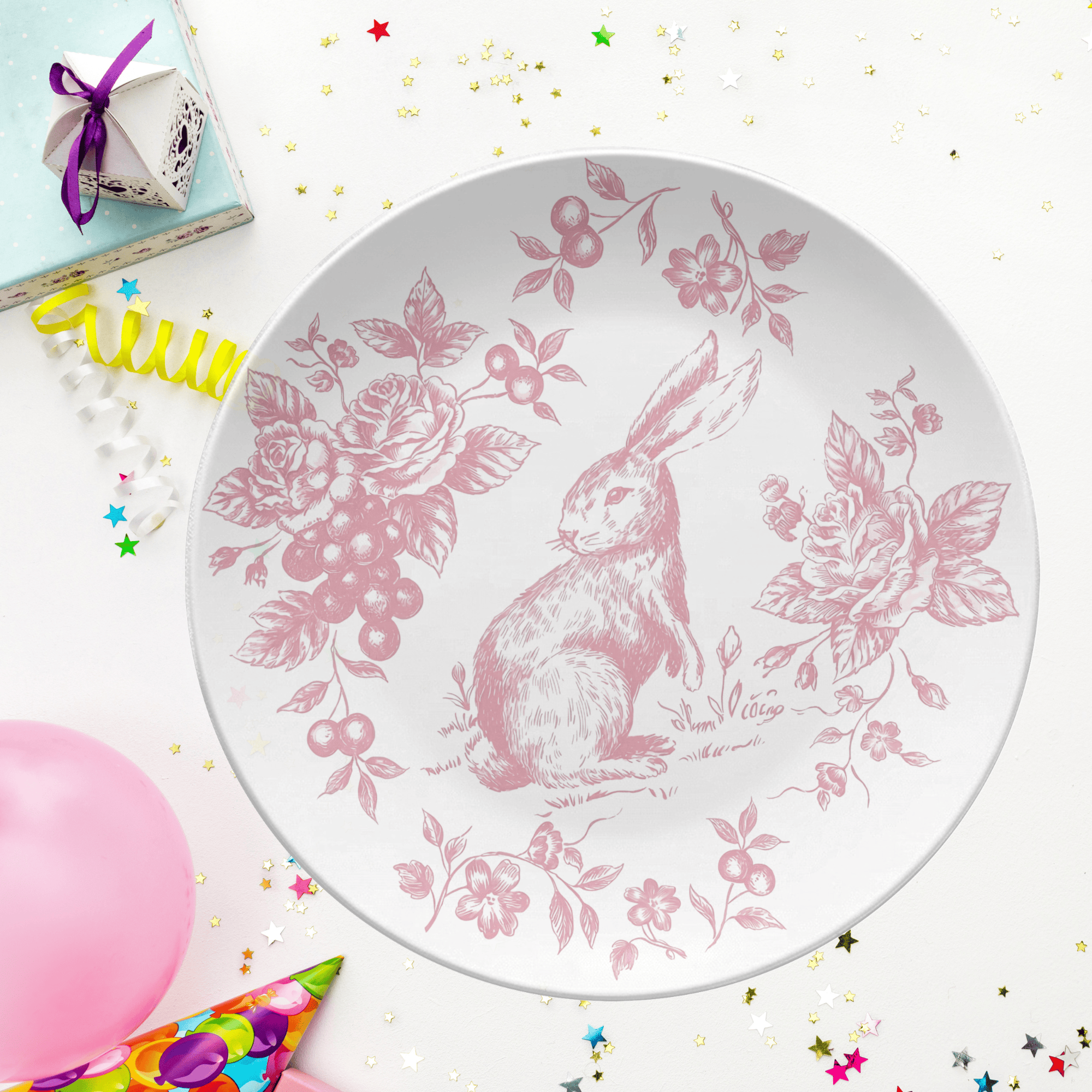 Pink Toile Easter Plate by Lil Plate Shop