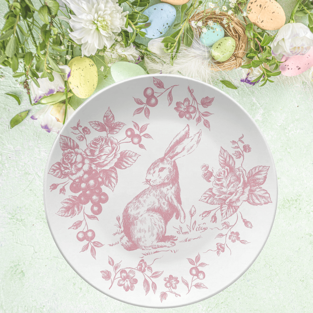 Pink Toile Easter Plate by Lil Plate Shop