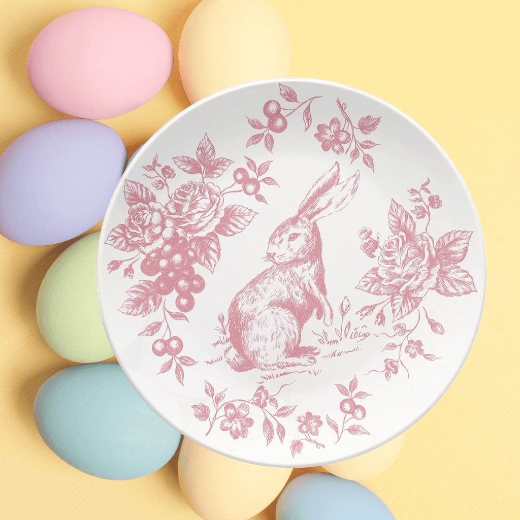 Pink Toile Easter Plate by Lil Plate Shop