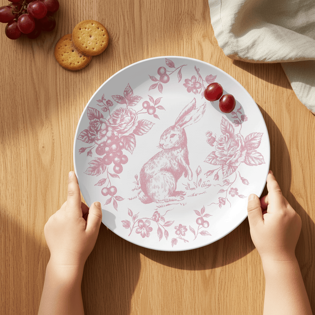 Pink Toile Easter Plate by Lil Plate Shop