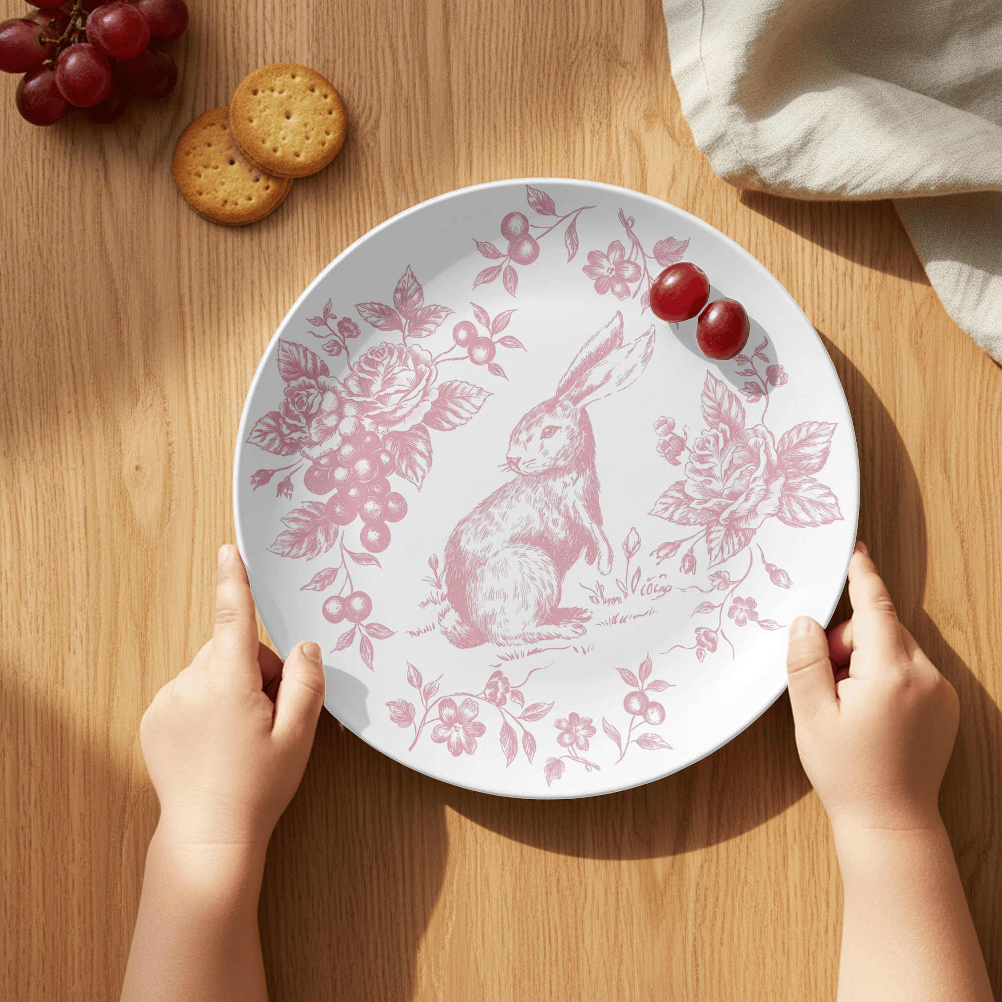 Pink Toile Easter Plate by Lil Plate Shop