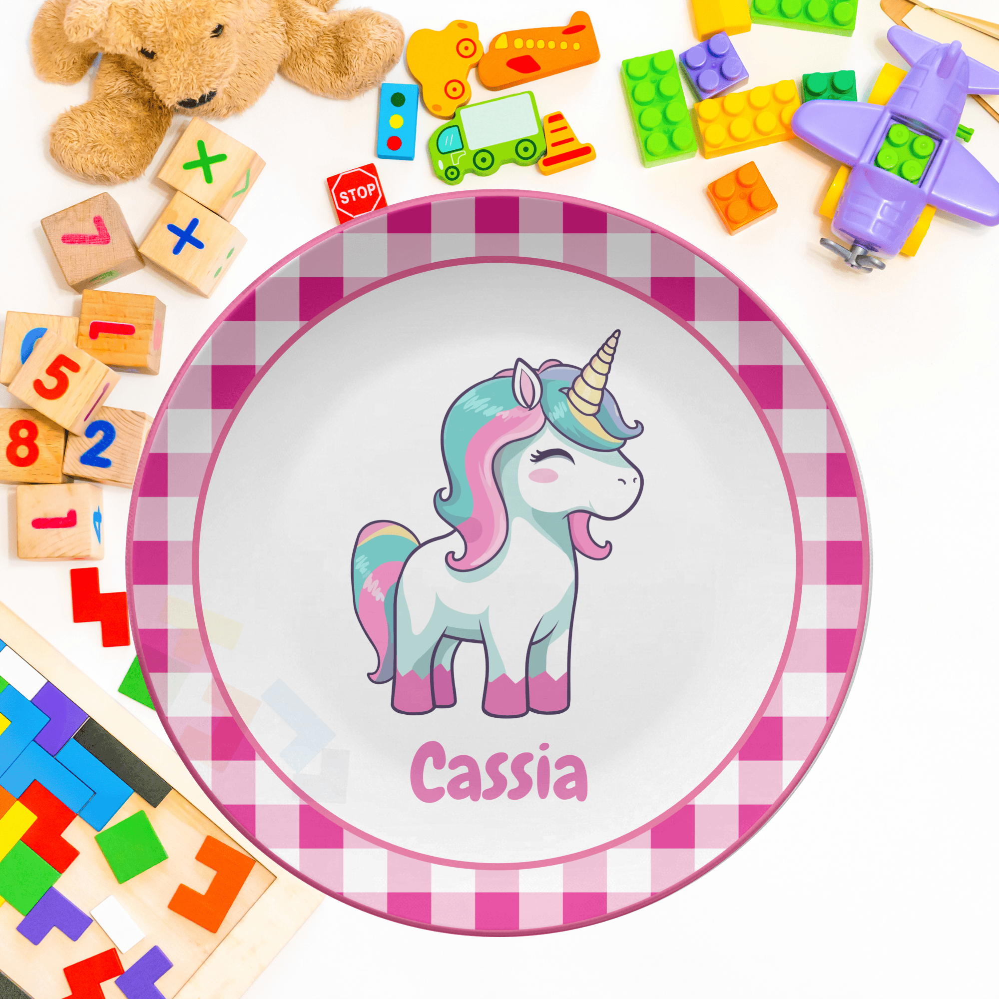 Pink Unicorn Name Plate by Lil Plate Shop