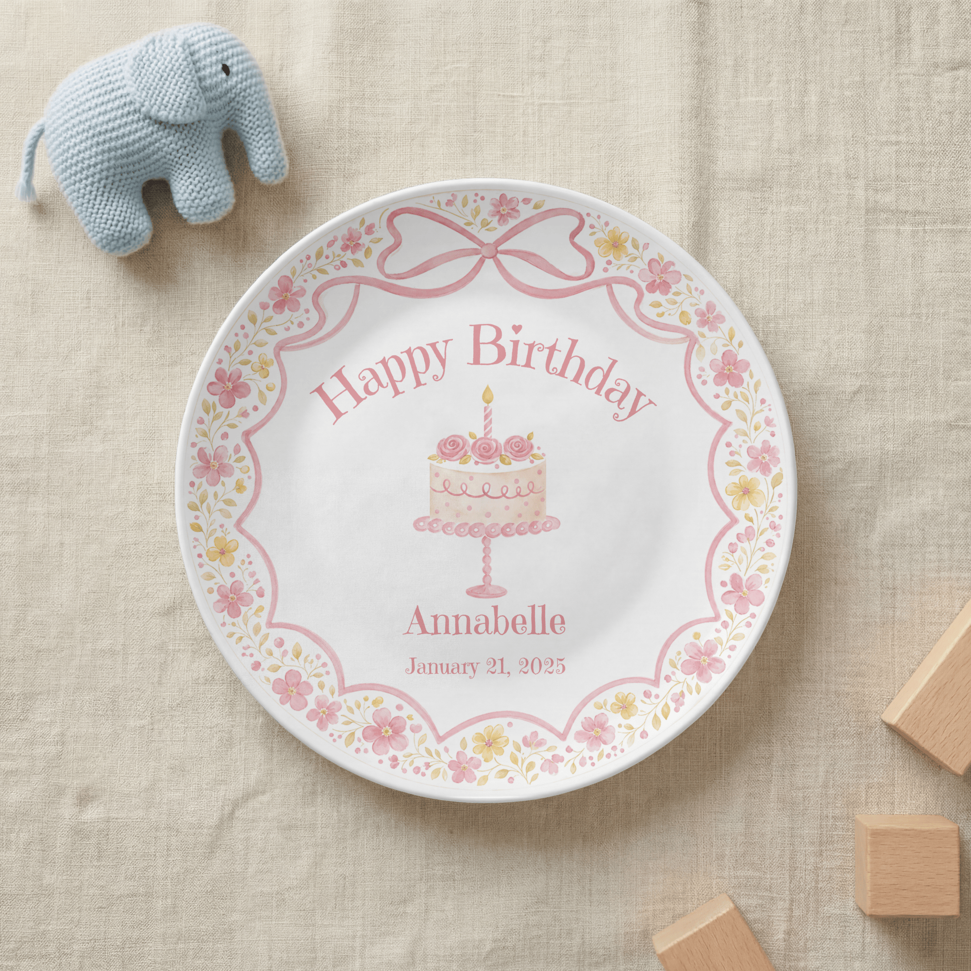 Pretty in Pink Birthday Plate by Lil Plate Shop