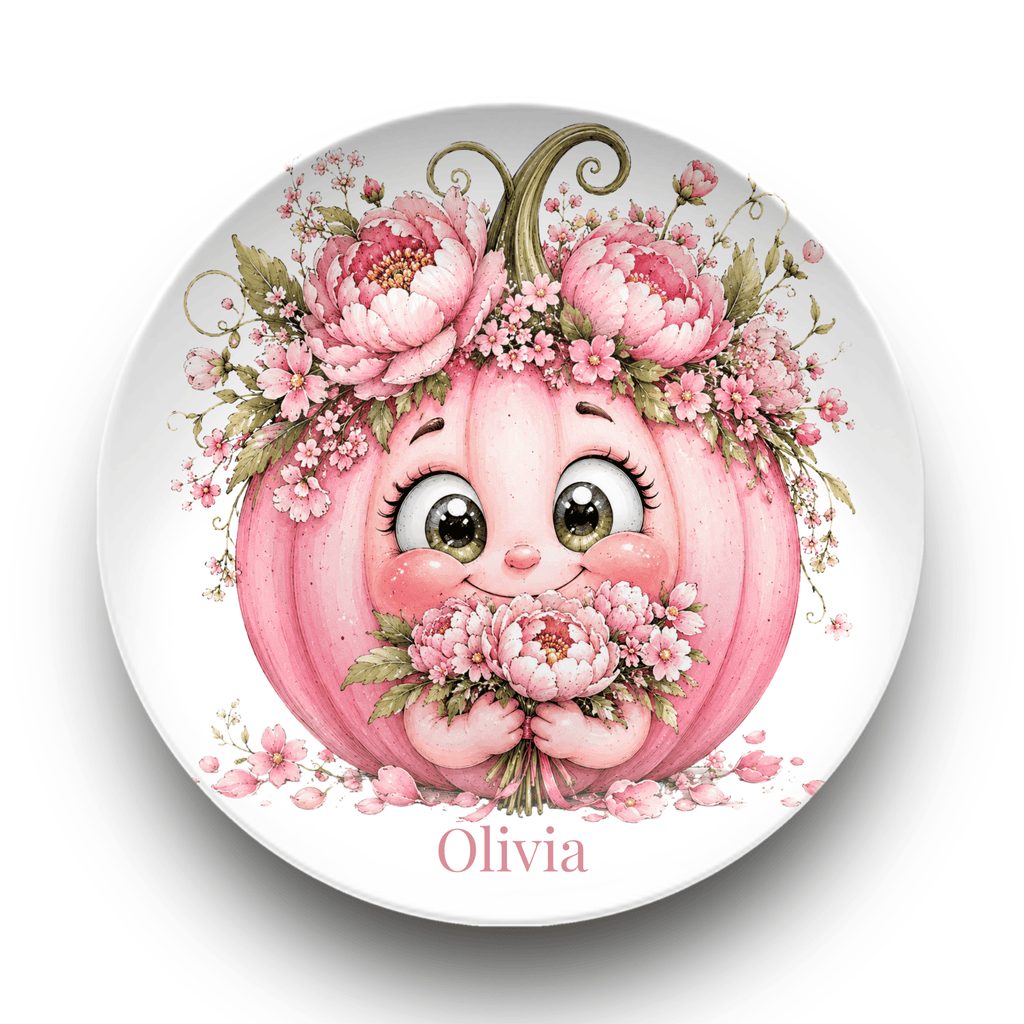 Pretty Pink Floral Pumpkin Plate by Lil Plate Shop