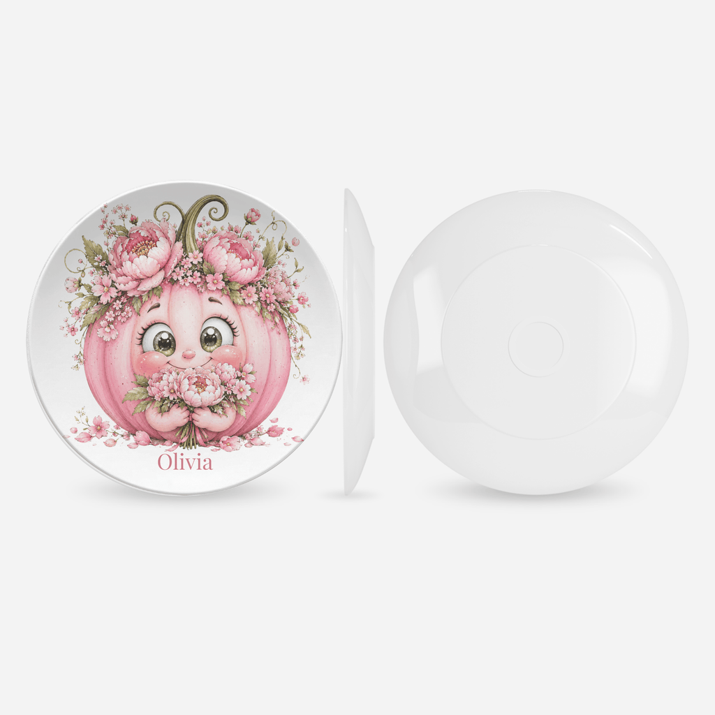 Pretty Pink Floral Pumpkin Plate by Lil Plate Shop
