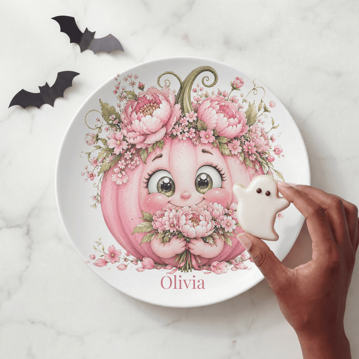 Pretty Pink Floral Pumpkin Plate by Lil Plate Shop