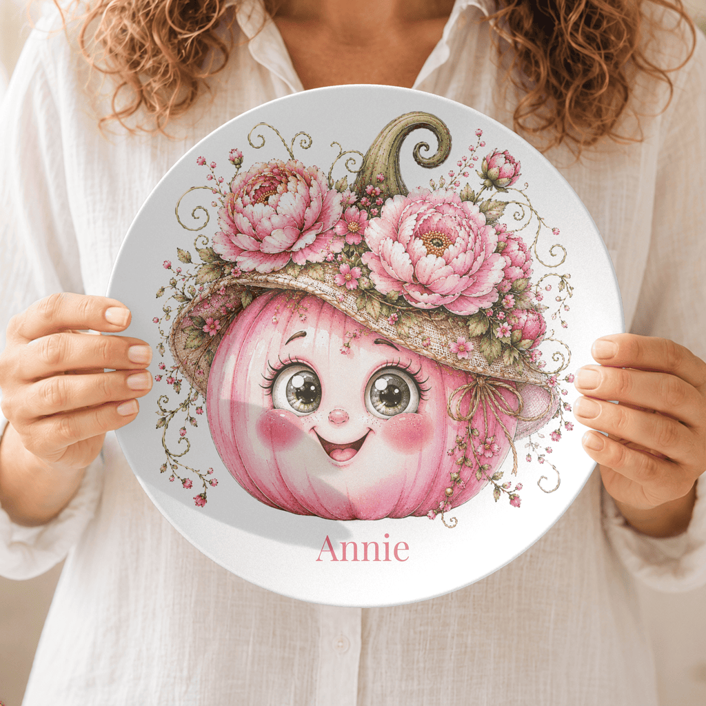 Pretty Pink Pumpkin Plate by Lil Plate Shop