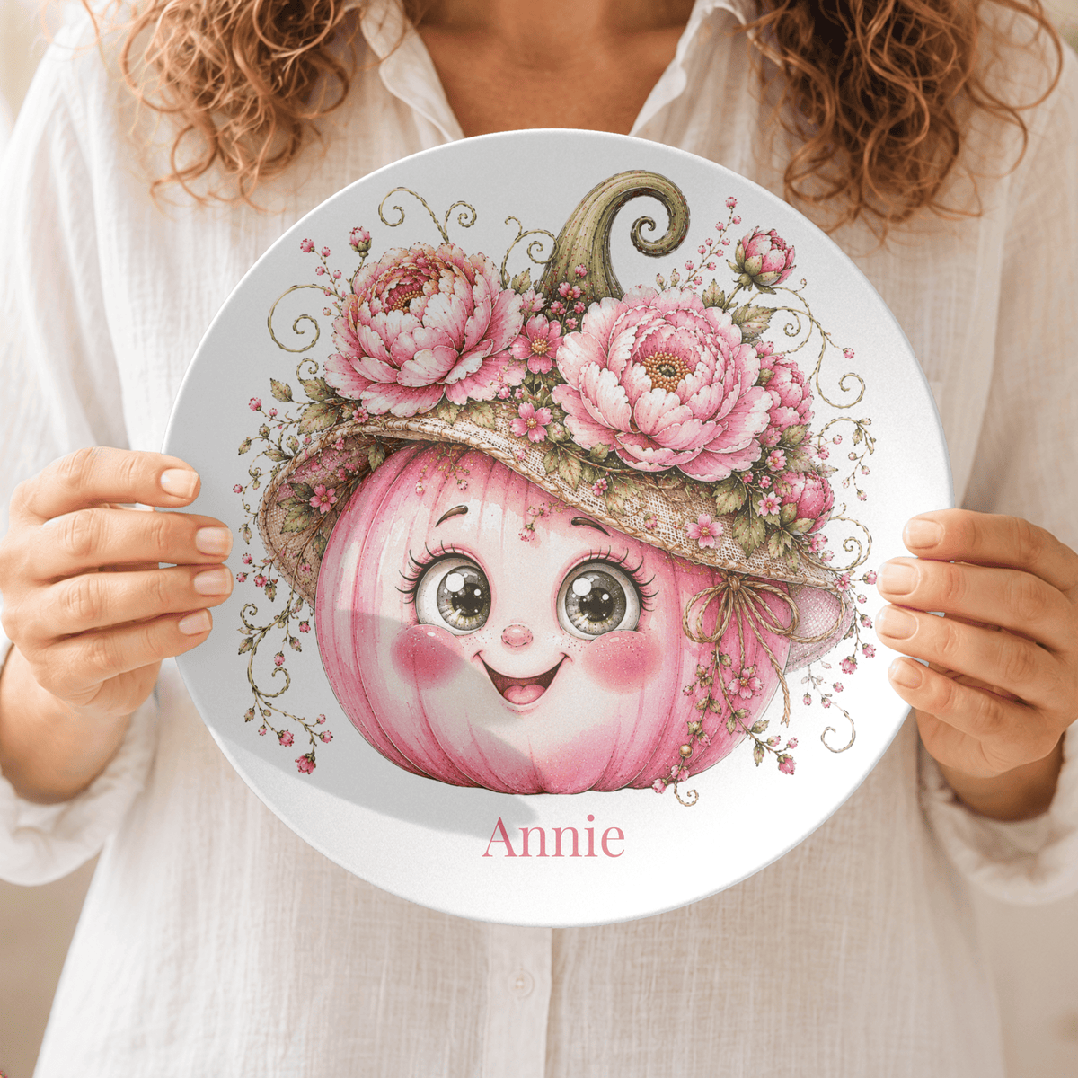 Pretty Pink Pumpkin Plate by Lil Plate Shop