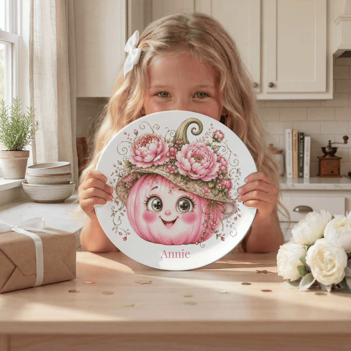 Pretty Pink Pumpkin Plate by Lil Plate Shop