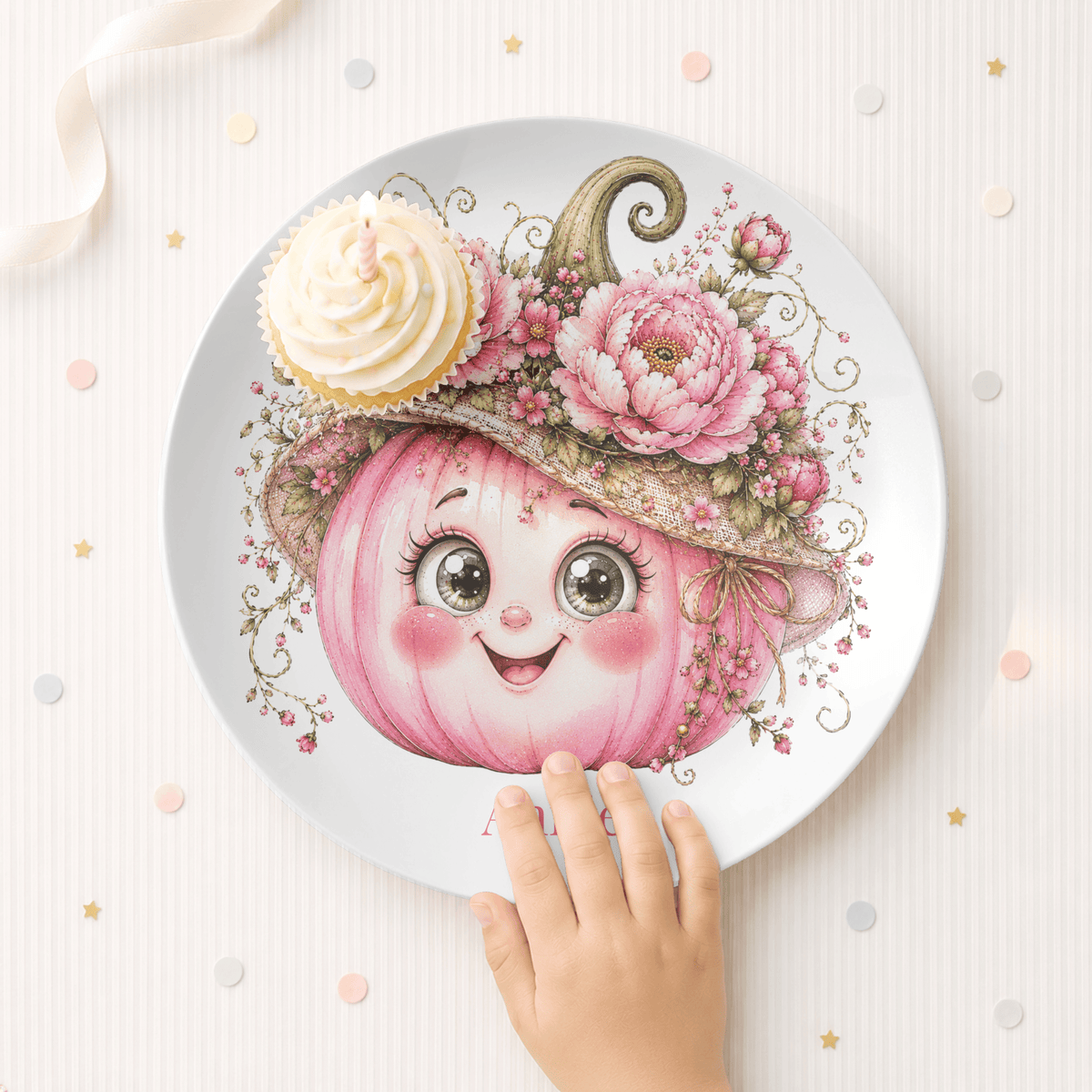 Pretty Pink Pumpkin Plate by Lil Plate Shop