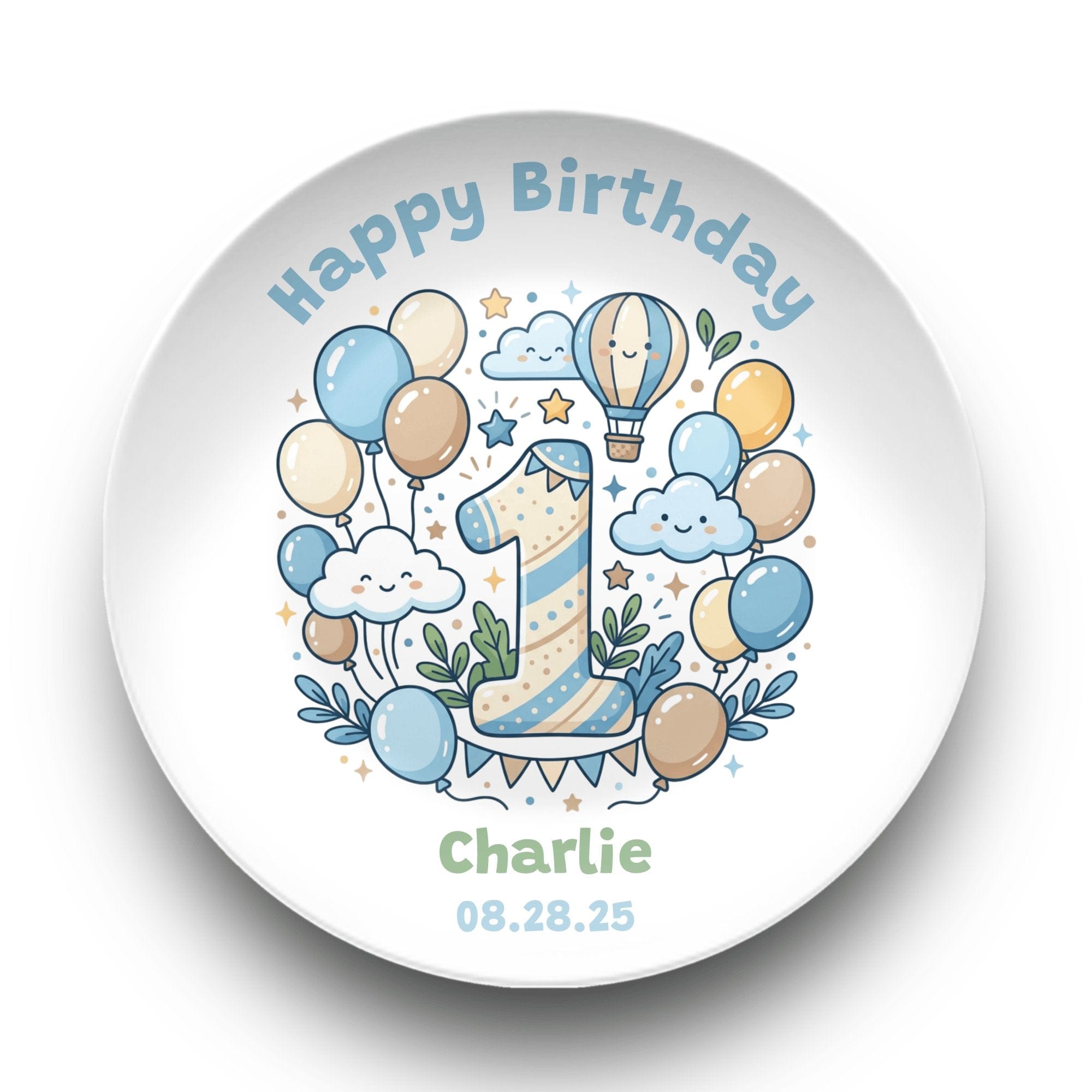 Personalized 1st Birthday Balloon Plate Plate by Lil Plate Shop