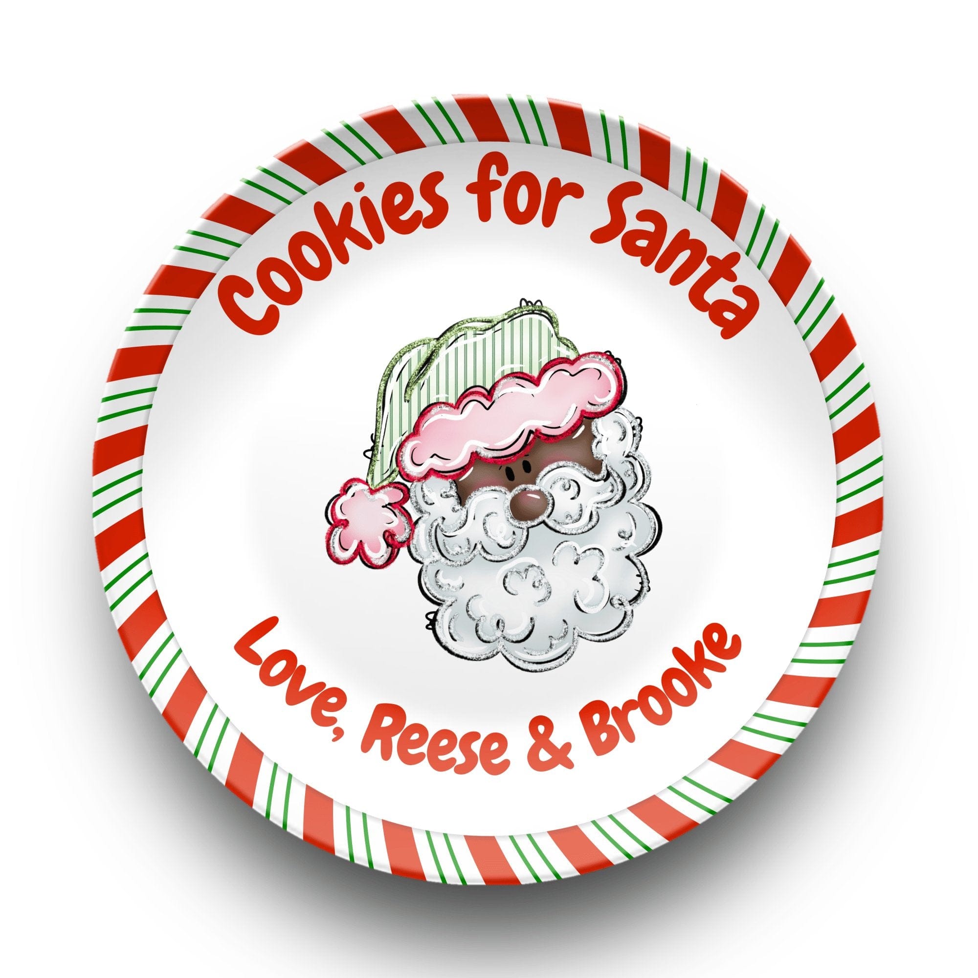 Cookies for Dark Santa Striped Plate by Lil Plate Shop
