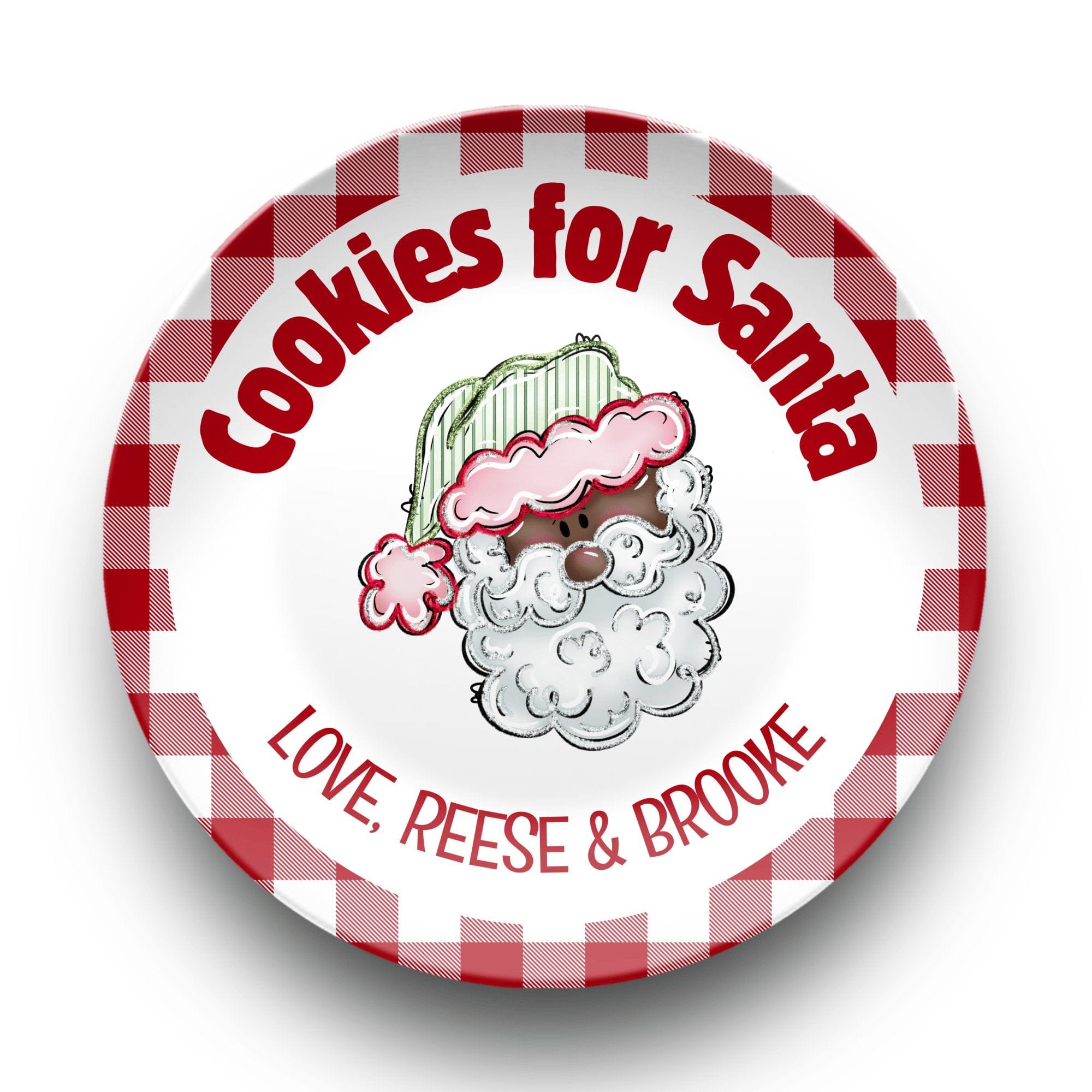 Cookies for Dark Santa Gingham Plate by Lil Plate Shop