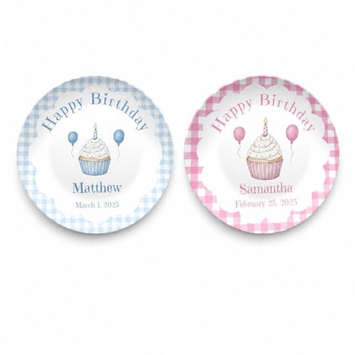 Gingham Birthday Cupcake Plate by Lil Plate Shop