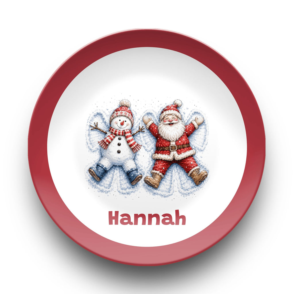 Personalized Santa Snowman Snow Angel Plate by Lil Plate Shop